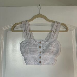 Goa White Smocked Crop Top XS
